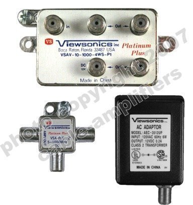 Viewsonics 4 Port Passive Return Cable TV/HDTV/Digital Amplifier Internet Modem Signal Booster Internet Ampliifer (VSAV-10-1000-4WS-PI) - cableTVampsÂ®