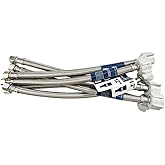 (6pcs 12 inch) PLUMBINGMASTER Toilet Water Supply Line,3/8" Comp x 7/8" BC Braided Stainless Steel Toilet Supply Line,Toilet 