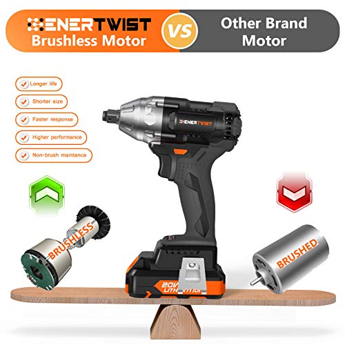 Enertwist 20V Max Brushless Impact Wrench, 1/2" Hog Ring Anvil, 2