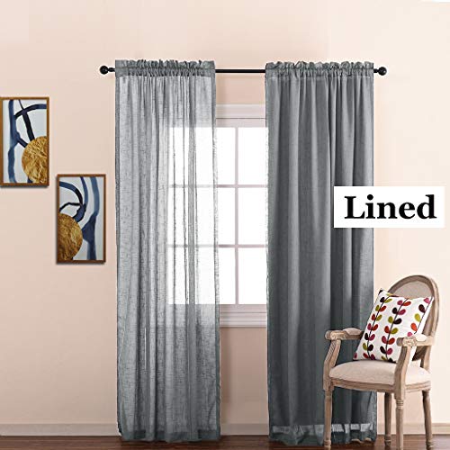 NICETOWN White Curtain Liner Panels - Black Out Drapes Liners for 63 inch Curtains, Thermal Insulated Curtains Liner for Windows (Set of 2 Panels, Each is 27" x 60", Greyish White)