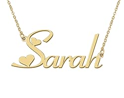 Aoloshow 18k Gold Plated Sarah Heart Name Necklace