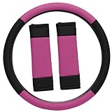 OxGord Steering Wheel Cover, Pink Black
