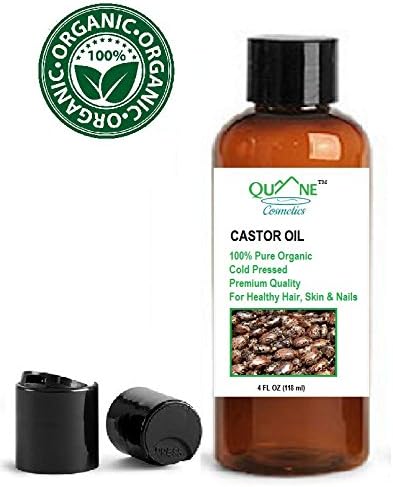 QUANE COSMETICS Organic Castor Oil | Grow Hair Long &amp; Thick Faster | 100% Pure , Cold Pressed for Moisturized Skin &amp; Hair 4 fl oz Disc Cap