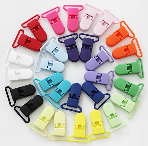 30 KAMsnapsÂ® Starter Pack 1" KAM Plastic Pacifier Clips / Suspender Clips with Gripping Teeth for Binky/Paci/Pacifier/Dummy/Bib/Toy Holder Clip