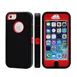 Accmart Defender Body Armor Silicone Hybrid Case Comparable to Otterbox Defender Series For iphone 5 Red