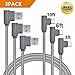 USB Type C Cable, ANLOER 90 Degree 3Pack 3Ft 6Ft 10Ft Angled Nylon Braided Long Cord Data Sync Cord for Samsung Galaxy S9 /9+ S8/8+ Note 9/8, LG V30 V20 G6, Google Pixel 2, Nexus 5X/6P, Moto Z2 (Grey)
