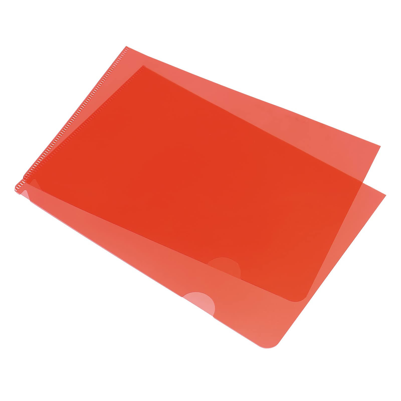 YOKIVE 12 Pack L Type Folder, A5 Size Clear Project Pockets Plastic Sleeves Document Folders Jackets Sheet Protectors, Great for Office(Red)