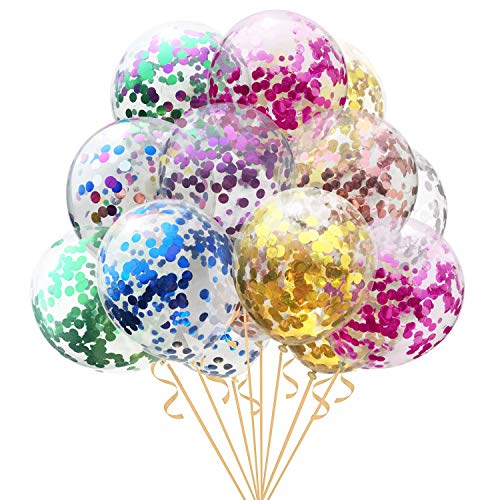 Multicolor Confetti Balloons - Summer Wedding Birthday Baby Shower Christmas Party Supplies Decorations 16 Pcs