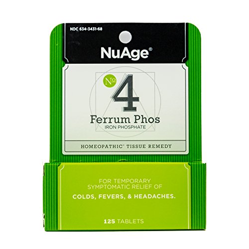 Hyland's NuAge #4 Ferrum Phosphoricum 6X Tablets, Natural Relief of Colds, Fevers, Headaches, 125 Count