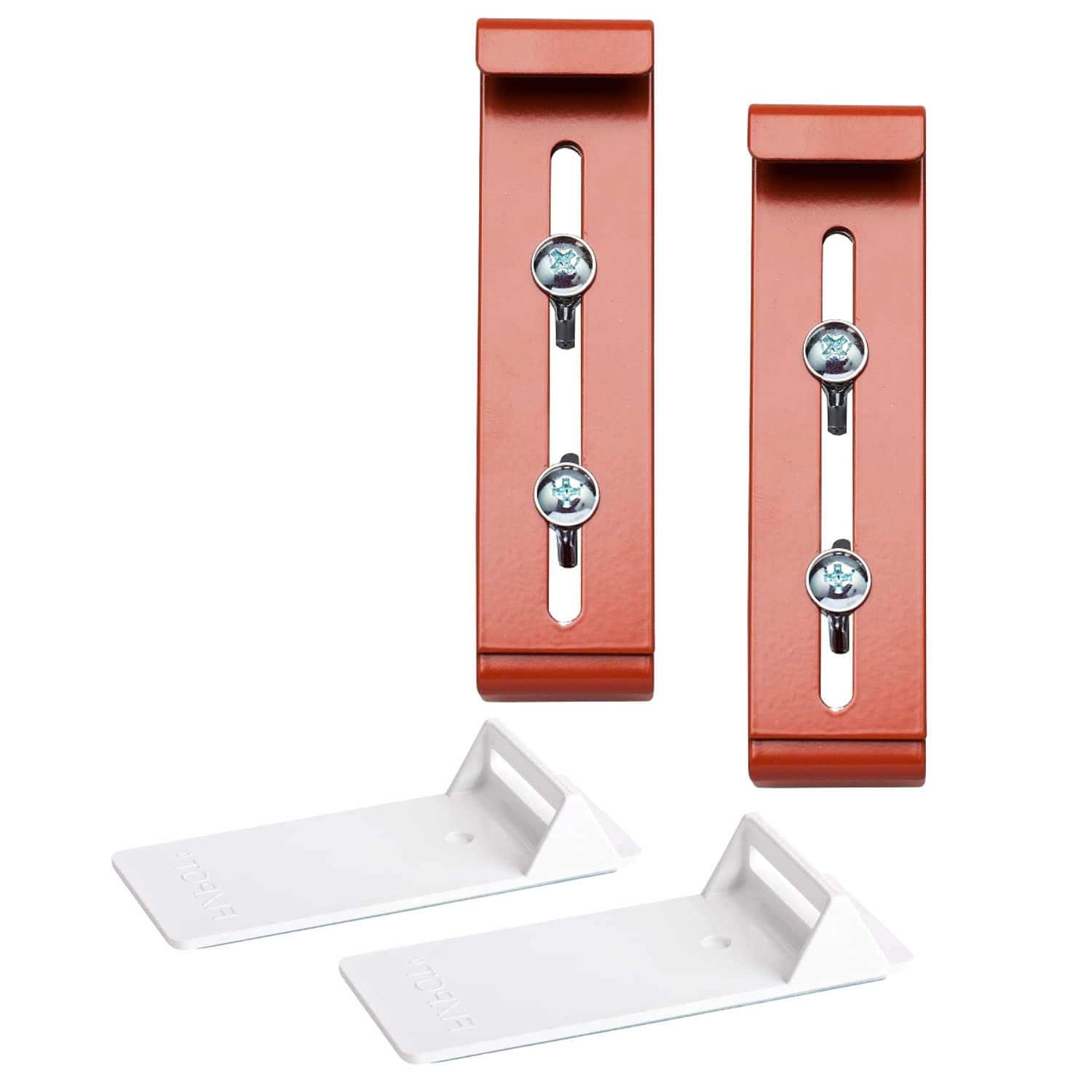Plastia FixPot Invisible Flower Box Holder for Any Window with Window Sill Flower Box Holder Set of 2 with Adapter Terracotta - Mounting without Drilling