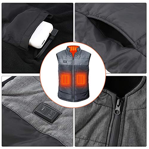 Heated Vest for Men Women Electric Heating Vests Warm Heat Jacket Carbon Fiber Heating Dual-Switch Body Warmer Adult Lightweight Winter Thermal Vest Washable Outdoor Hiking Fishing Skiing (L, Black)