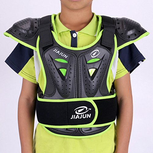 Takuey Children's Professional Armor Vest Protective Gear Jackets Guard Shirt For Dirtbike Motocross Skiing Snowboarding Dirt Bike Body Chest Spine Protector Back Motorcycle Support (Green, L)