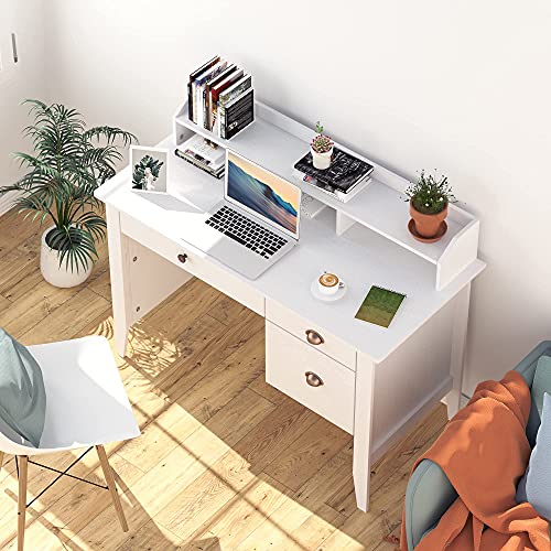 Kealive Computer Desk with 3 Drawers and Hutch Shelf, 47" Executive