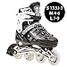 Scale Sports Kids Adjustable Inline Roller Blade Skates Black Large Sizes Safe Durable Outdoor Featuring Illuminating Front Wheels 905