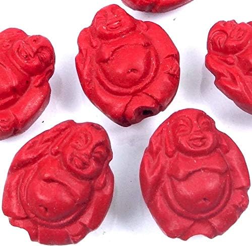 5 Cinnabar Carved Buddha Focal Beads 21x18mm, Beading, Jewelry Making, DIY Crafting, Arts & Sewing by Perfect Beeds Store
