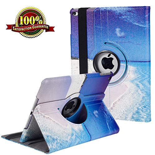 LXS iPad 9.7 inch Case 2018 2017/ iPad Air Case - 360 Degree Rotating Stand Protective Cover Smart Case with Auto Sleep/Wake for Apple iPad 5th/6th Generation (Blue Ocean)