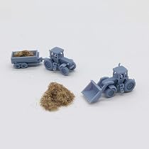 Outland Models N Scale 1:160 Farm Zubehör Set – 3D-gedruckt, Unlackiert (Wagen, Leiter, Bank, Heurolle & Mehr)