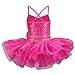 TFJH E Girls' Glitter Ballet Dresses Sleeveless Dancing Leotard Tutus HotPink XL