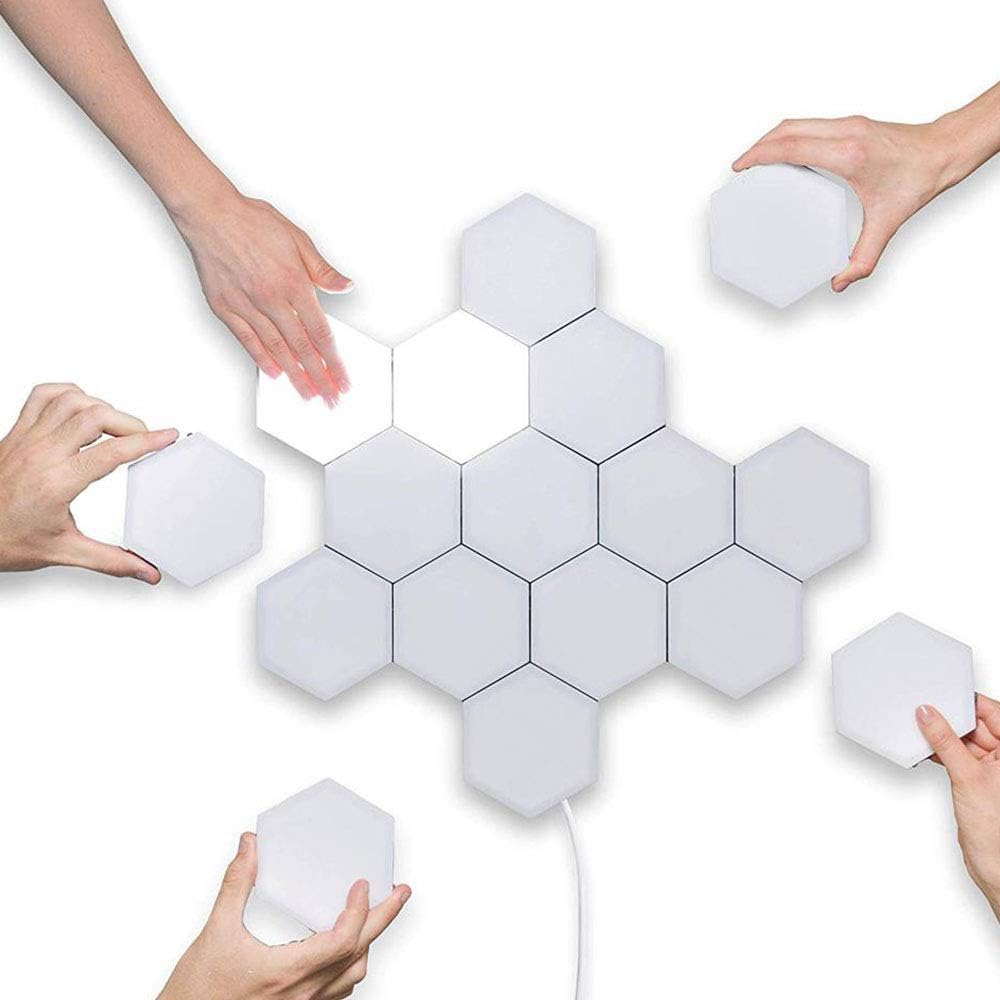 SONADY Hexagonal Wall Light, DIY Quantum Lights Creative Geometry Assembly LED Night Light Smart Lamp Suitable for bedrooms, DIY Lovers, Gifts,5pcs