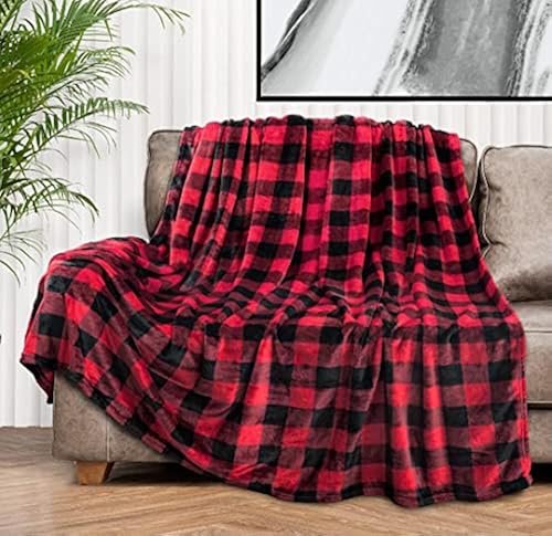 Premium Plaid Sherpa Fleece Throw Blanket Super Soft, Cozy