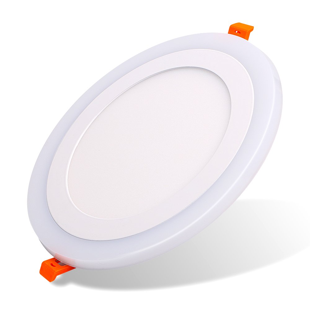 (2 Pack) Led Ceiling Spot Lights,Mvictory 12+6W Round White+Blue Double