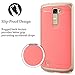 LG K10 Case, ATUS -- Slim Dual Layers [ Shockproof ] Textured Pattern Grip Cover + Screen Protector and Stylus Pen (Coral Pink/Gold)