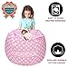 LUCKYBOY 2 in 1 Design Stuffed Animal Storage,Bean Bag Chair Cover for Kids-Cover Only- Extra Large 38'' - 100+ Plush Toys Holder and Organizer for Kids Room -100% Cotton Canvas(Pink-Cover Only)