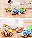 Fu T Powered Cars Push and Go Car Construction Vehicles Toys,Dump Truck, Cement Mixer, Bulldozer, Tractor, Back Cartoon Play for 1 2 3 Years Old Boys Toddlers Kids Gift ( Set of 4)