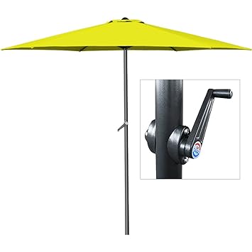 Deuba Garden Patio Sun Parasol - Large 3 m Sun Umbrella Aluminium Sun Shade with Crank Handle Yellow Sun Protection