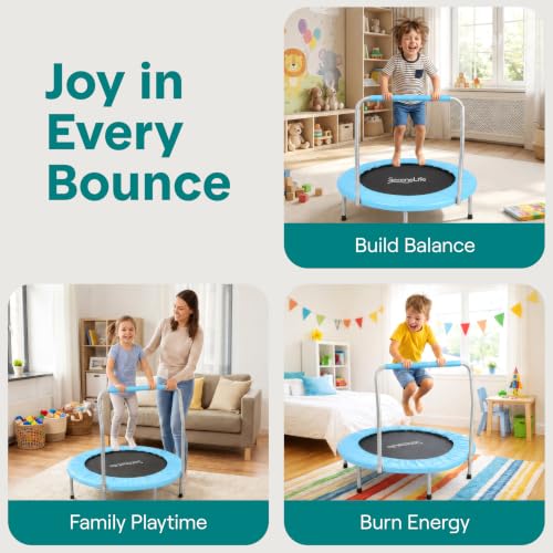 SereneLife Portable & Foldable Trampoline - 36" In-Home Mini Rebounder, Fitness Body Exercise - Updated Version - SLSPT365