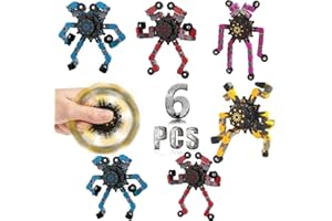 DUBANJOWE 6 Pcs Deformable Robot Fidget Spinners Toys for Party Favor, Transformable Fingertip Spinner for Classroom Prizes, Christmas Valentine Gifts Goodie Bag Stocking Easter Basket Stuffers for Kids