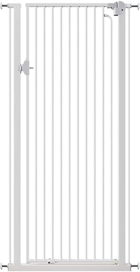 Extra Tall Pet Dog Gates with Self-closing Walk-thru Door, Extra Wide Wall Saver Metal Baby Gates for Stairs, White, 74-164cm Wide (Size : 82-86cm)