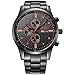 BUREI Men's Day Date Multifunction Chronograph Wrist Watches Sapphire Quartz with White Dial Metal Band (Orange-Stainless Steel)