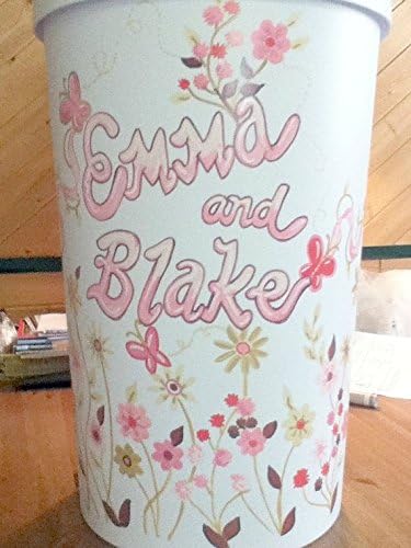 Hamper Brown and Pink Garden Handpainted and Personalized Laundry Hamper