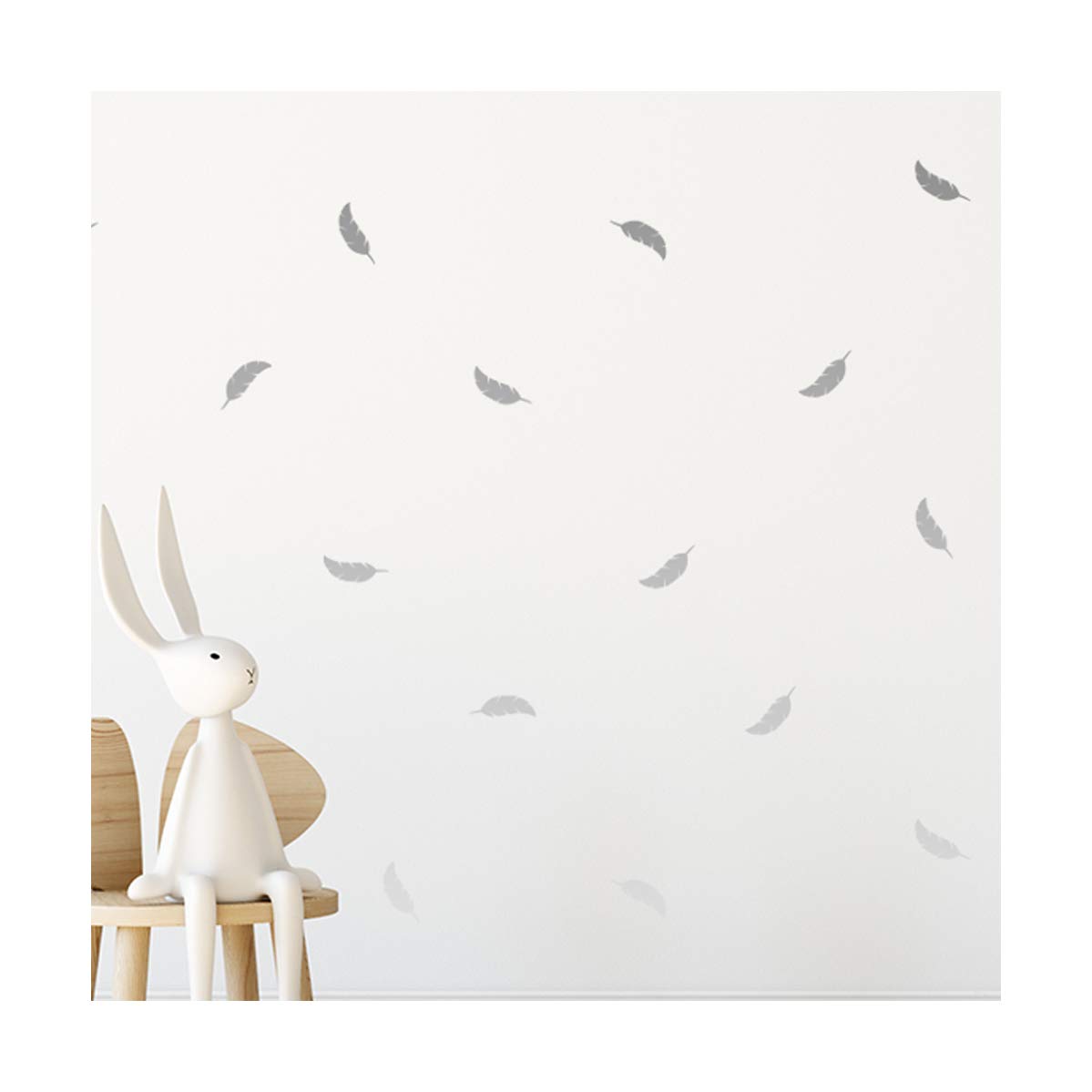StickerDeen | Feather Birds Boho Style Shape Decoration Removable Window, Furniture, Nursery Wall Art Vinyl Decal Stickers Gift | (Pack 64) (Silver)