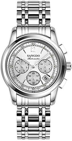 Topwatch® Sangdo Fashion Men's Three Eyes Six Needles Sliver Alloy-steel Bezel White Auto Watch