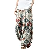 Biacolum Women's Multicolor Mid-Calf Length Patchwork Style Harem Pants, Casual, Spring/Summer