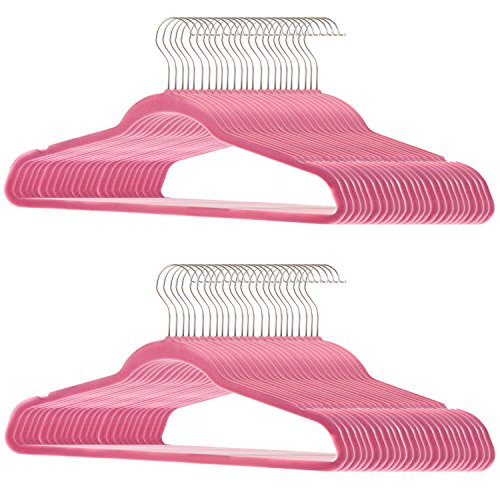Premium heavy duty velvet hangers - 50 pack bulk - pink - non-sli…
