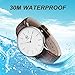 AIBI Men's Watch Brown Genuine Leather 3ATM Waterproof White Case Analog Quartz Dress Watch for Men