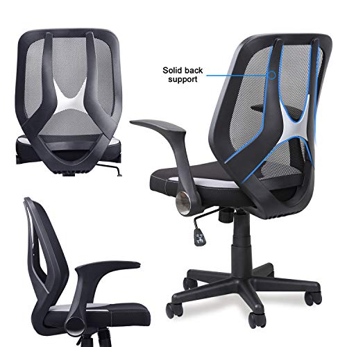 mysuntown Mid-Back Office Mesh Chair,Task Chair with Adjustable Height & Flip-Up Armrests, Executive Swivel Chair, Black