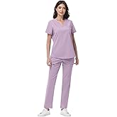 niaahinn Women's Scrub Set - V-Neck Medical Uniforms with Stretch Fabric & Zipper Pockets