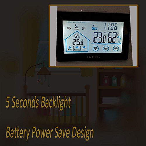 Digital Hygrometer Thermometer Wireless with Remote Sensor, Outdoor Indoor Humidity Meter Temperature Monitor Gauge, Touchscreen Battery Operated, Table Stand/Wall Mounting, White Backlight