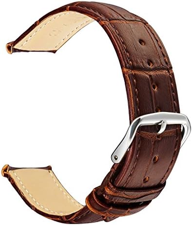 Genuine Leather Watch Bands by PluWatch Top Calf Grain Leather Watch Strap 20mm 22mm for Men and Women