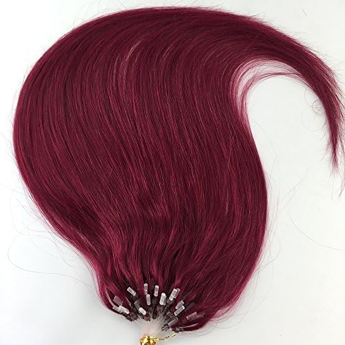 18" 50g 100s Micro Ring Loop 100% Human Hair Extensions Natural Soft Real Beauty Straight Hair Gift 100strands in one pack, (color #BUG) by America Danas