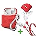 MeanLove AirPods Case, Accessories Kits for Airpods Charging Case, Flex Armor Series AirPods Cover Skin with Keychain/Magnetic Airpods Strap, Red