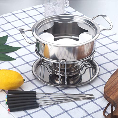 Xigeapg 10-Piece Set Multifunctional Stainless Steel Ice Cream Chocolate Cheese Hot Pot Melting Pot Fondue Set Kitchen Accessories