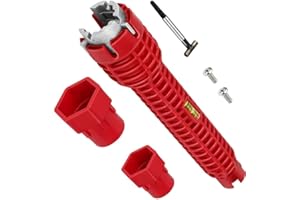 Zeromall 8-in-1 Faucet and Sink Installer, Anti-Slip Multifunctional Pipe Wrench Plumbing Tool for Sink/Bathroom/Kitchen Plumbing Tubing (Red)