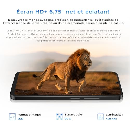 HOTWAV A17 Pro Max Mobile Phone Unlocked 4G Android 15 Large Screen 6.75" 120Hz Long Battery Life 5160mAh Camera 13MP Storage 128GB Expandable 1TB Octa Core Warranty 2 Years Cheap