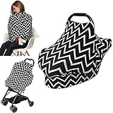 Nursing Cover Breastfeeding Cover carseat Canopy , AiKiddo Shopping Cart Stroller High Chair Covers, Multi-Use Infinity Shawl Fashion Scarf for Moms Infants Girls and Boys (Black)