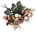 JEDFORE 21 Heads Artificial Silk Rose Dried Flowers Flower Arrangement Fake Bouquet Wedding Home Floral Decor - Pack of 2 (Pink)